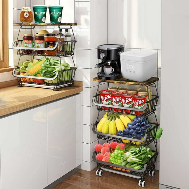 Cesta de frutas de 5 niveles para cocina, carrito apilable y de  almacenamiento de verduras, organizador de verduras, contenedores de  productos