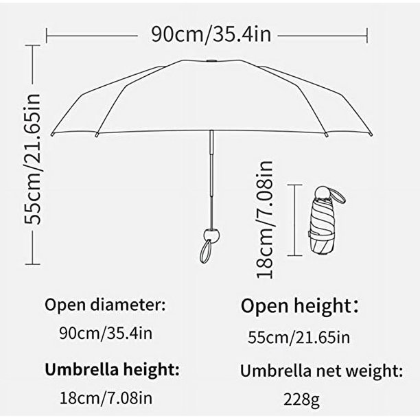 RV Paraguas plegable de viaje (negro), mini paraguas de 6 varillas con caja  de cápsulas, pequeño paraguas UV, mini paraguas resistente a los rayos UV,  paraguas plegable compacto ultraligero y de secado