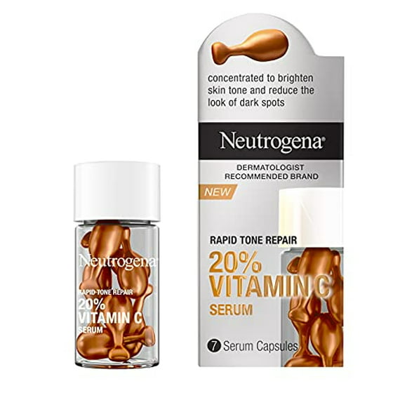 suero facial neutrogena vitamina c 20 aclara y reduce manchas oscuras en 7 cápsulas rapid tone repair