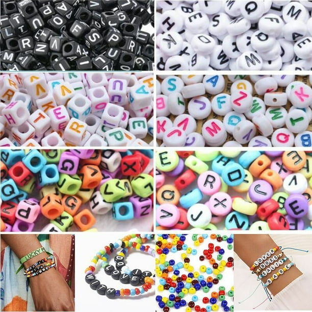 6 mm 100 piezas de acrílico número corazón letra cuentas DIY para joyería