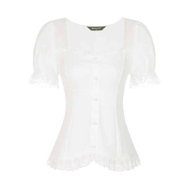 Camisa victoriana para mujer con cuello en forma de coraz n y