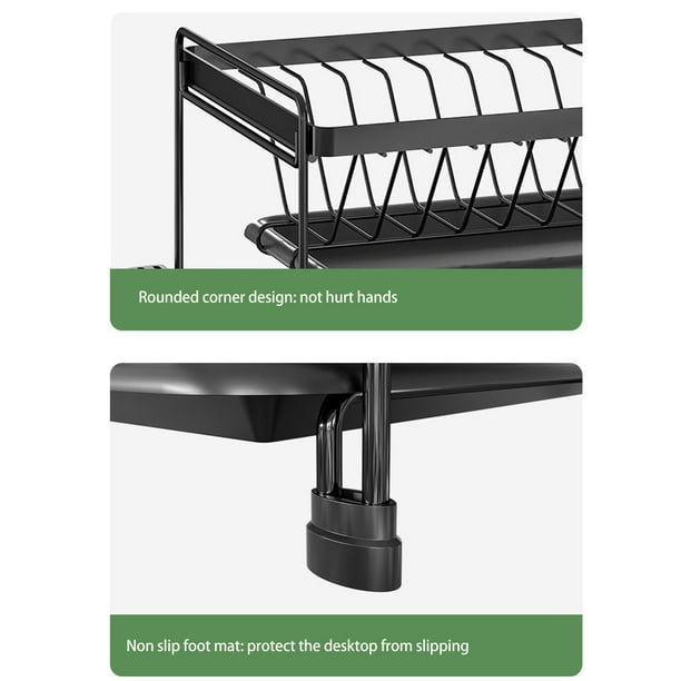 Estante para secar platos estantes para platos desmontables de 2 niveles de  acero al carbono con escurridor para cocina ANGGREK Otros