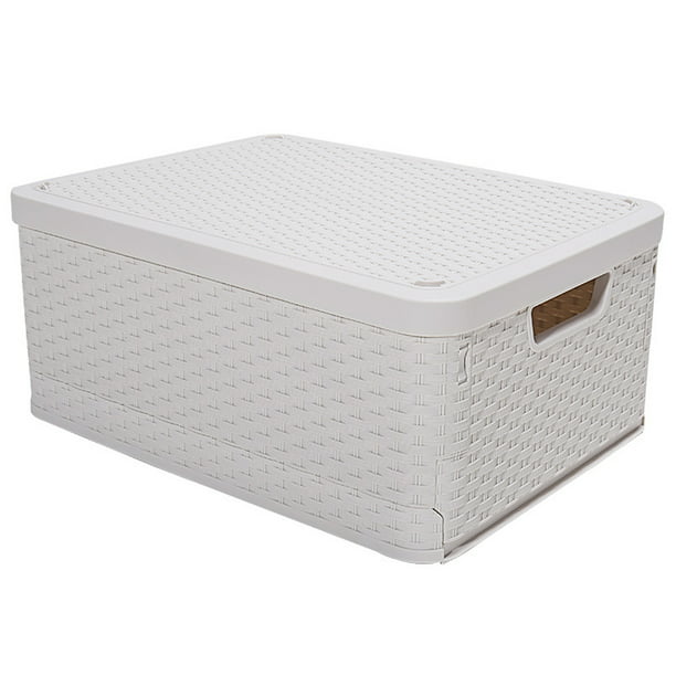Caja de almacenaje plegable blanca, contenedor organizador de caja de  almacenamiento impermeable con dos asas, caja de utilidad apilable de  plástico plegable, contenedores durad Eccomum Caja de almacenaje
