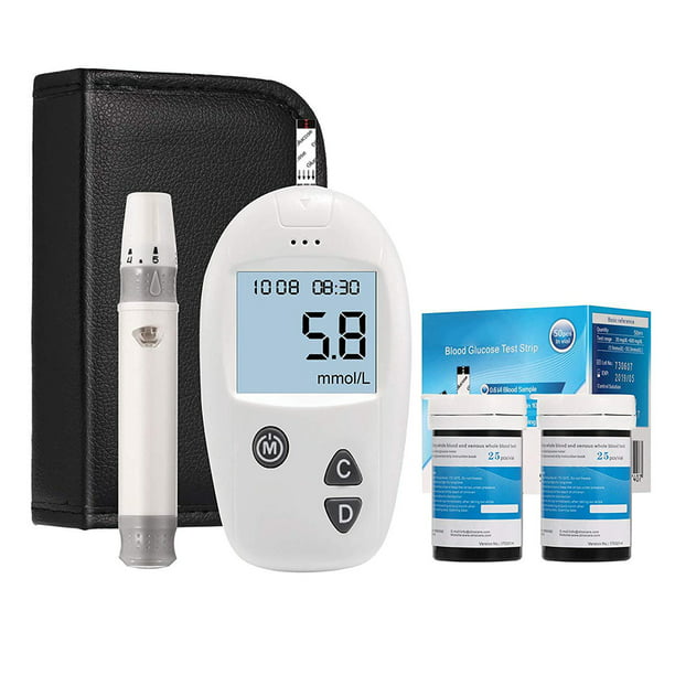 Kit de monitor de glucosa en sangre, kit de prueba de azúcar en sangre,  medidor de glucosa en sangre, 25 piezas de papel de prueba y aguja de  muestreo