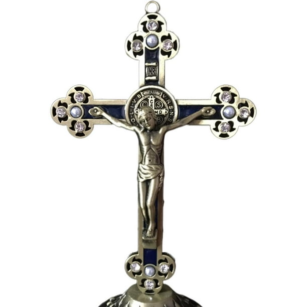 Crucifijo de pared, cruz, decoración artesanal en 3D, estatuilla de estatua  de Jesús, decoración de pared de religioso, decoración de iglesia dorado