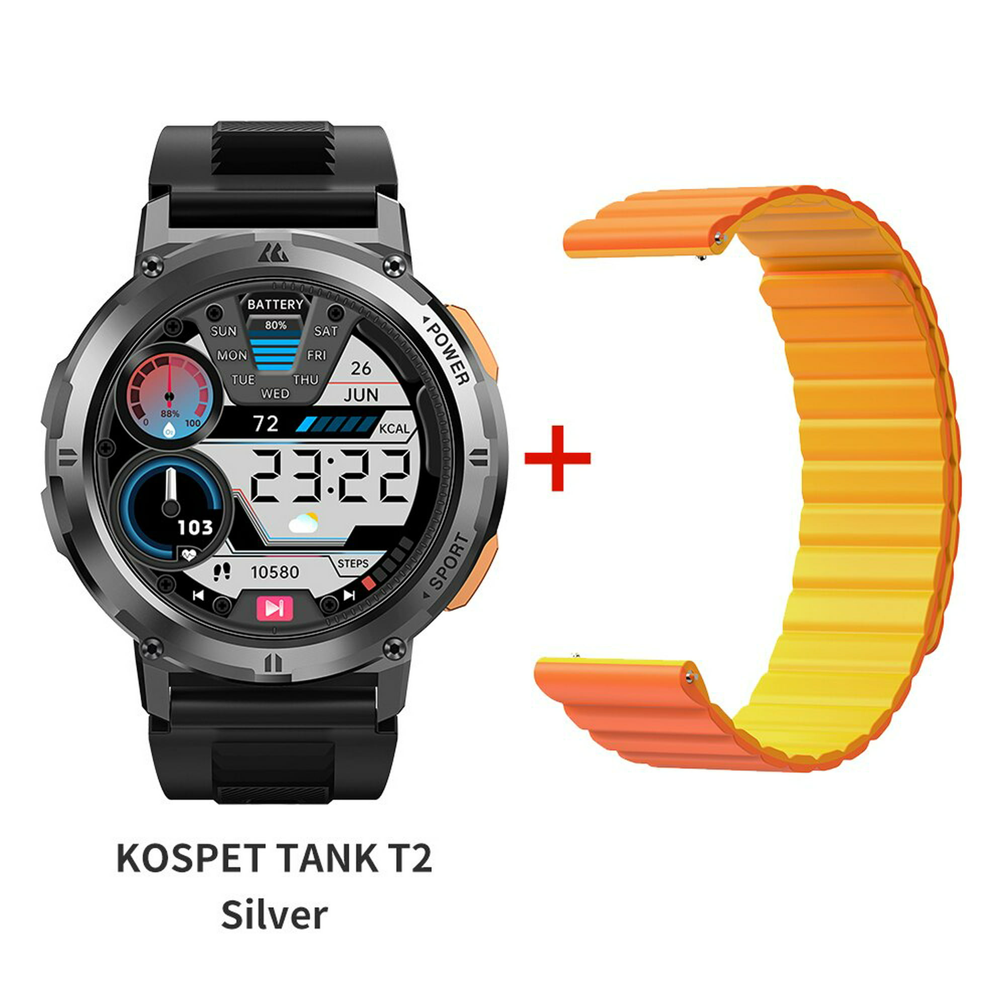 2023 NEW KOSPET TANK T2 Reloj inteligente militar para hombre pulsera reloj  deportivoresistente al agua IP69 con asistente de voz IA y llamadas  Pantalla AMOLED de 1,43 pulgadas reloj smartwatch hombre xuanjing