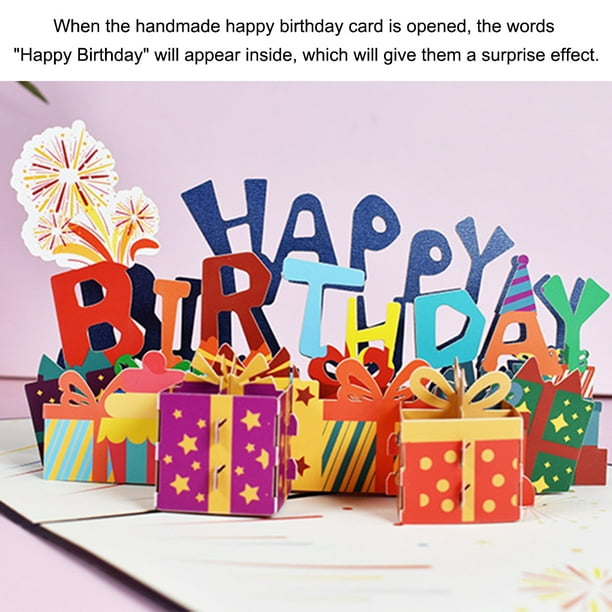 Billuyoard Tarjeta DIY hecha a mano, tarjetas de feliz cumpleaños, sobres,  celebración, sorpresa plegable, postal emergente, bendición para Kits de  decoración para fiestas