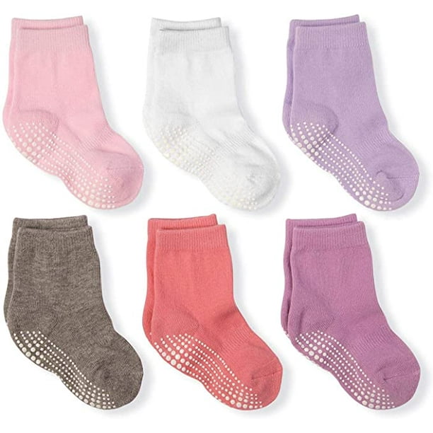 HYCLES Calcetines antideslizantes para niños y niñas, calcetines adhesivos  para el tobillo, calcetines antideslizantes para niños, 6 pares para niños