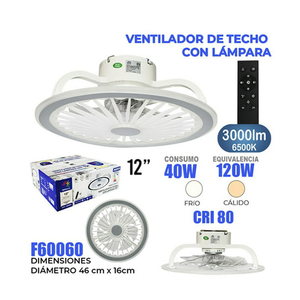VENTILADOR DE TECHO CON LÁMPARA LED 40W 12 F60060