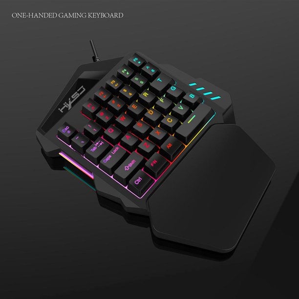 Teclado mecánico RGB para juegos con una sola mano, 35 teclas, mini teclado  portátil para juegos con mouse para juegos, convertidor y soporte