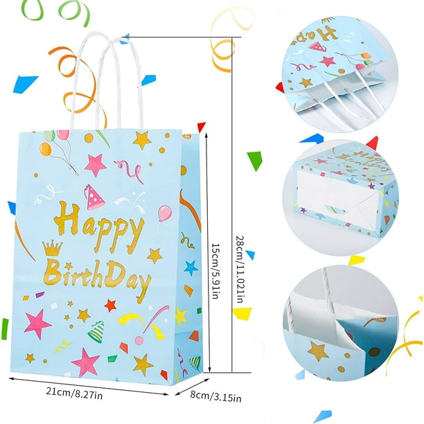 Bolsa de papel de feliz cumpleaños con asa para niños, regalo de