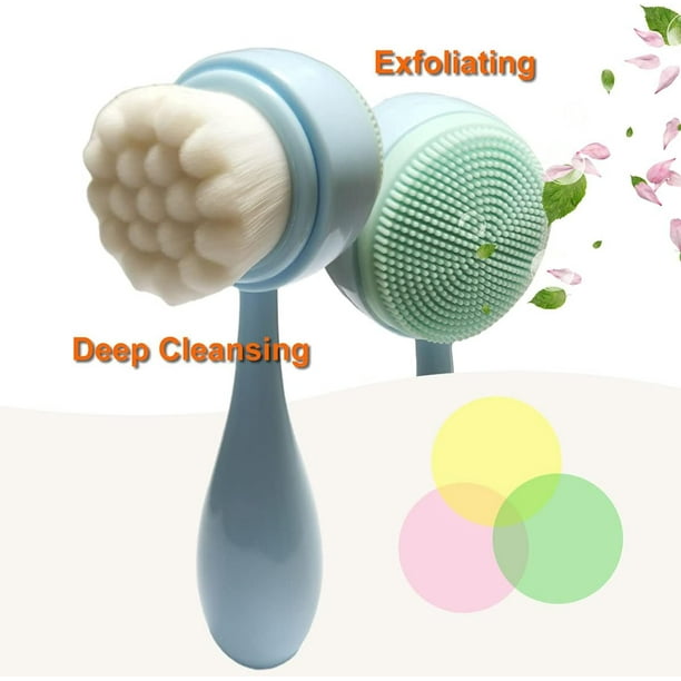 Cepillo / Limpiador Facial de Doble Cara | Rosado-Blanco | ABS | CHO-CPE-04