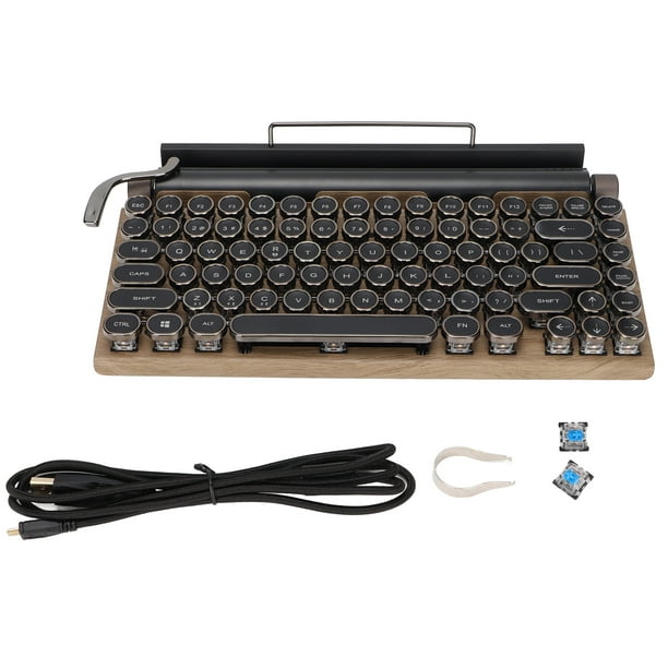 Teclado retro de máquina de escribir con 83 teclas, con Bluetooth 5.0 y  brillo ajustable. Marca: Spptty