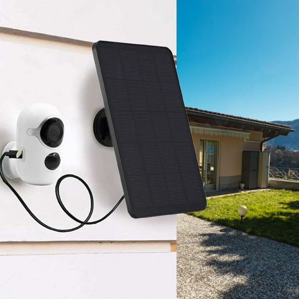 Panel solar para cámara de seguridad, panel solar USB de 5 W para micro USB  y puerto USB-C para cámara de batería recargable al aire libre, paneles
