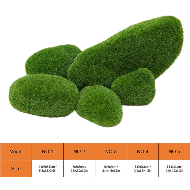 Chuangdi Roca de musgo artificial de varios tamaños, piedras verdes  sintéticas, bolas de musgo verde con musgo verde preservado de 0.71 oz para