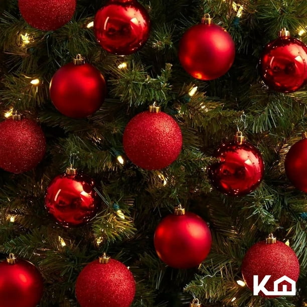 Esferas de adornos de Navidad de 7.1 pulgadas, decoraciones de Navidad  grandes, árbol de Navidad, inastillables, grandes de color rojo, con lazo  para