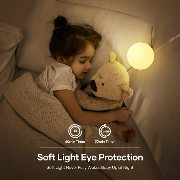 Luz nocturna de bebé para guardería de bebé+12 ruidos blancos, 35  colores+portátil+luz de huevo recargable por USB para guardería, luz  nocturna para