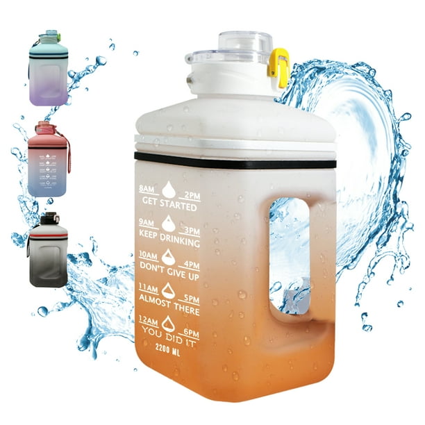 Botella de agua deportiva de 2 litros con calcomanías, portátil, de gran  capacidad, para fitness, bicicleta, botella de agua fría para verano, con
