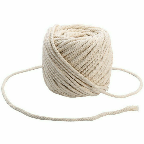 Cuerda de algodón para manualidades, bricolaje, hilo de algodón para tejer,  manualidades, hilo de cuerda trenzada, 6 mm, 50 m, 1 rollo Inevent
