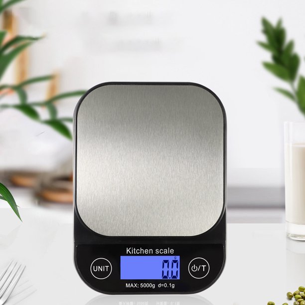 Báscula de cocina altamente digital, pantalla LCD con retroiluminación,  báscula de cocina, graduación precisa de 1 g/0.1 oz, mide el volumen de  agua y