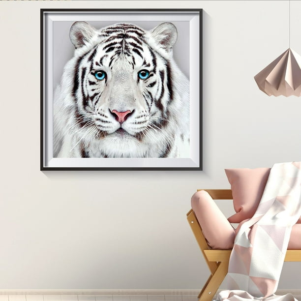 Comprar Pintura de diamantes 5D, bordado de diamantes cuadrados y redondos,  venta de imágenes de tigre blanco, mosaico de diamantes de imitación, arte  de pared