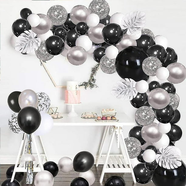 1 Juego de arco de globos plateados y negros, para decoración de fiesta de  cumpleaños YONGSHENG 8390614686175