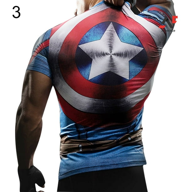 A.e Plus Size Iron Man Captain America Compression T-Shirt Short Sleeve  Toppangjing