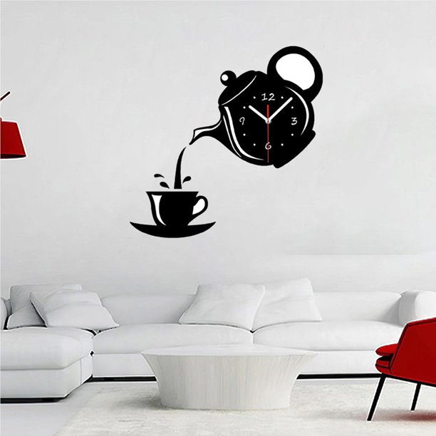 1pc Reloj Pared Taza Café, Reloj Pared Decoración Sala , Reloj