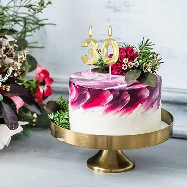Velas de cumpleaños de 50 años, velas de cumpleaños con diamantes 3D número  5 número 0, velas para decoración de pastel de cumpleaños para decoración  de cumpleaños, boda, fiesta (dorado) : Hogar y Cocina 