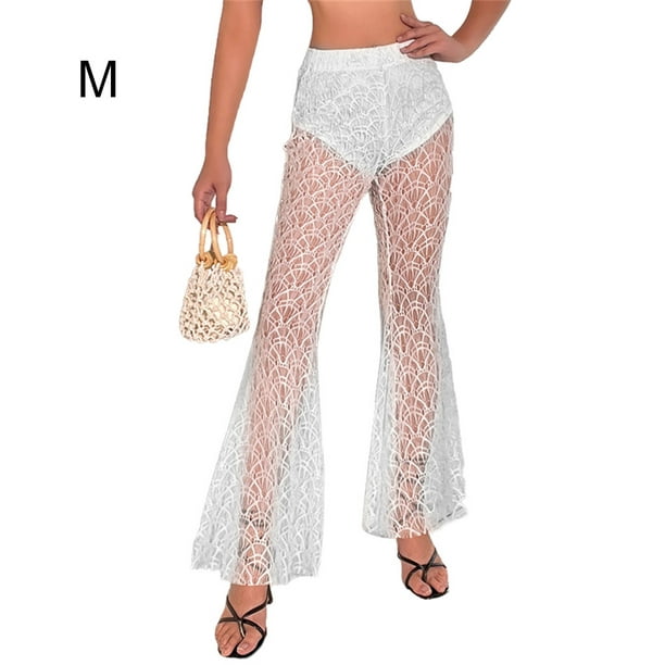 Pantalones ahuecados de verano mujer, pantalones largos sexis de pierna ancha de encaje de Minnieouse AP011250-05 | Walmart en línea