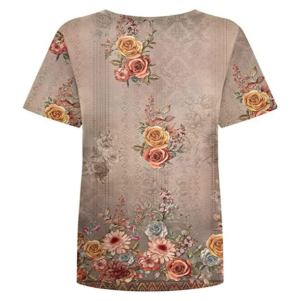 Blusa Camisas Blusa con estampado floral en 3D Camisas Estilo