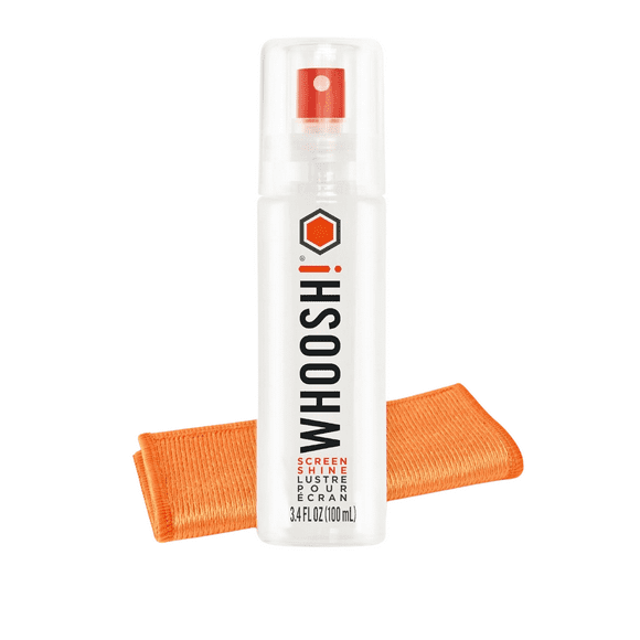 limpiador de pantallas whoosh 100 ml con 1 paño de micro fibra