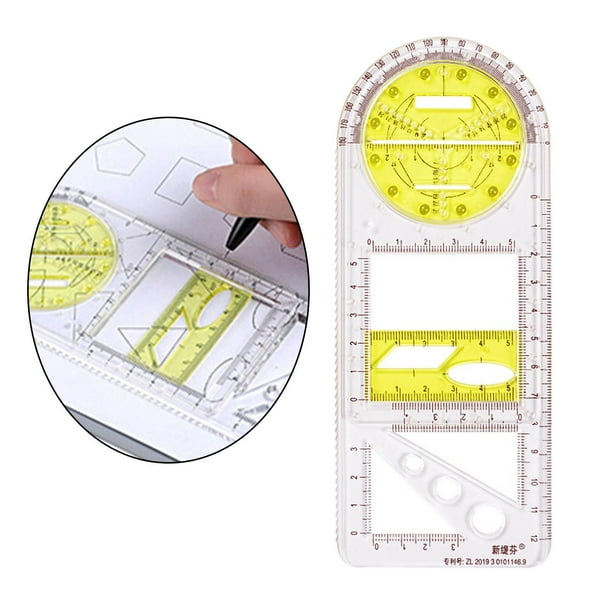Regla Dibujo Multifuncional, Reglas de Plantilla de Medición, Dibujo  Geométrico, Línea Redonda para r- Escuela Secundaria Sunnimix Regla de  dibujo