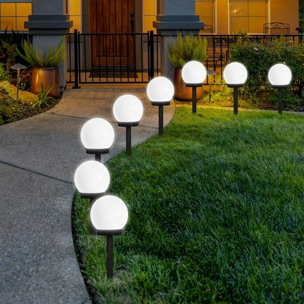 Paquete de 8 luces solares para terraza, luces de paso para exteriores, luces  LED blancas impermeables para escaleras, valla de paso, patio