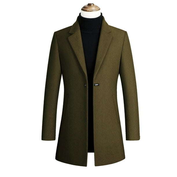 Hombre verde invierno largo Abrigo largo Gabardina hombres nueva chaqueta Abrigos  Hombres Negocios Abrigo largo Sólido Cortavientos invierno Outwear abrigo  de invierno -  México