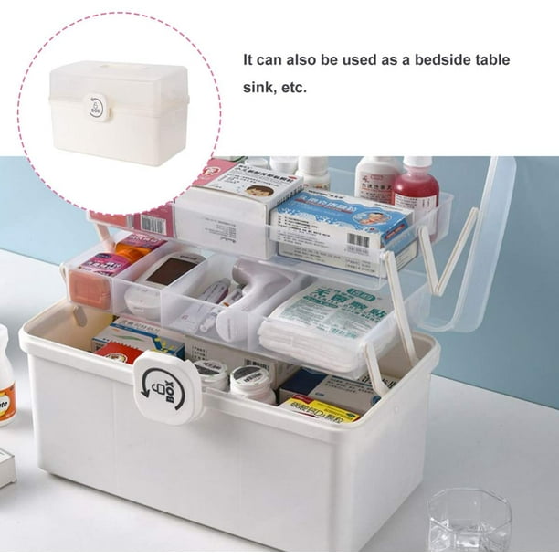 LALAFINA 1 caja de medicamentos con asa de herramientas plegables de  almacenamiento de primeros auxilios organizador de medicamentos organizador  de