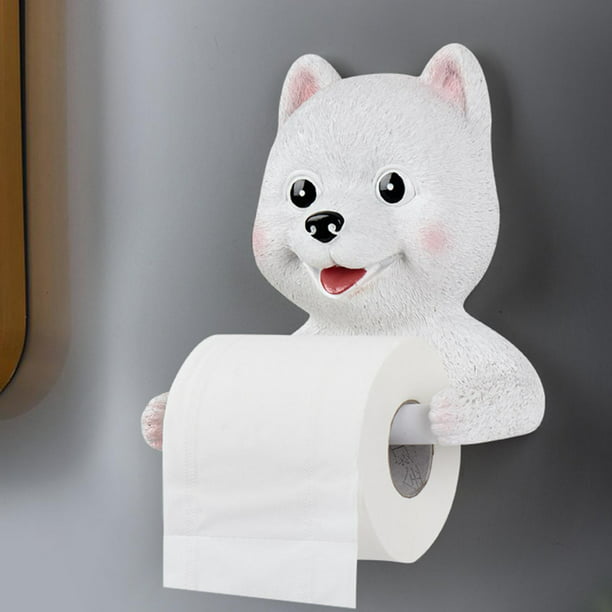 Portarrollos de papel higiénico de resina con personaje de oso Portarrollos  de papel higiénico decorativo de montaje en pared, caja de papel 18x11,5x1  blanco Sunnimix portarrollos de papel