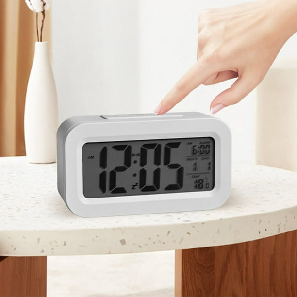 Reloj de mesa digital LCD despertador, reloj de mesa grande electrónico con  fecha y hora, temperatura de semana y noche, decoración de escritorio
