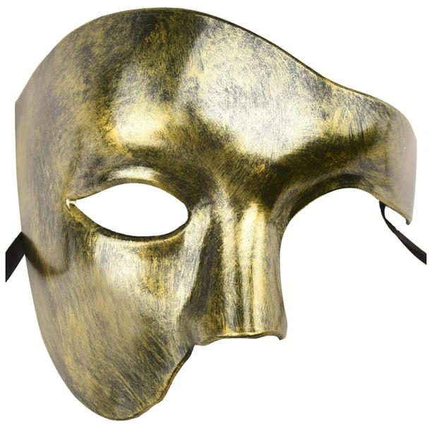 Nadie dorado federación Máscara para hombre Máscara de mascarada Fantasma de la ópera Máscara de  media cara para fiesta de d LingWen | Walmart en línea