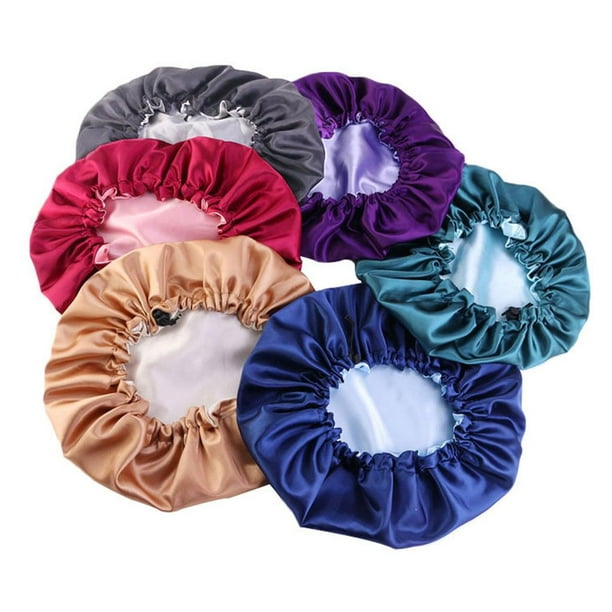 Gorra de seda para dormir con tapa de satén ajustable para dormir la noche  capó reversible doble capa., gorro doble, Rosado/Púrpura