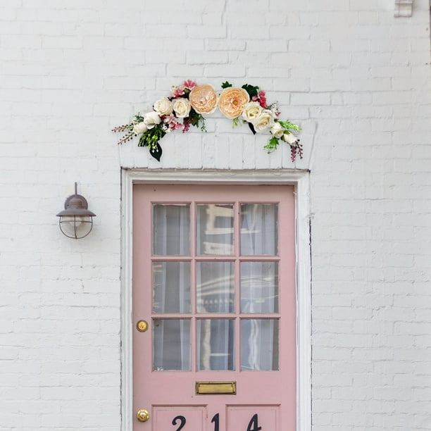 boda artificial flores arreglo guirnalda puerta umbral flor Floral Swag  para el hogar telón de fondo decoración de Amarillo Macarena Flores de arco  de boda