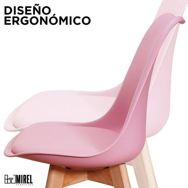 Silla De Diseño Tulip Para Interior Edicion Rosa Pastel.