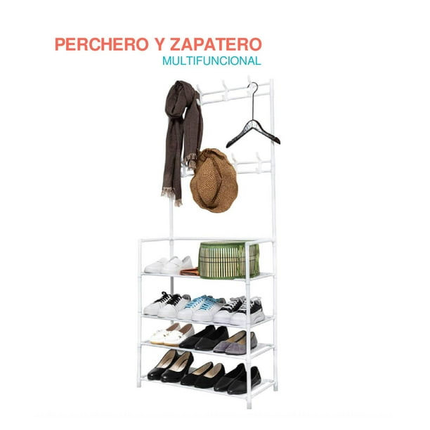 Organizador Zapatos Tipo Closet Zapatero 6 Percheros 5 Estantes Negro