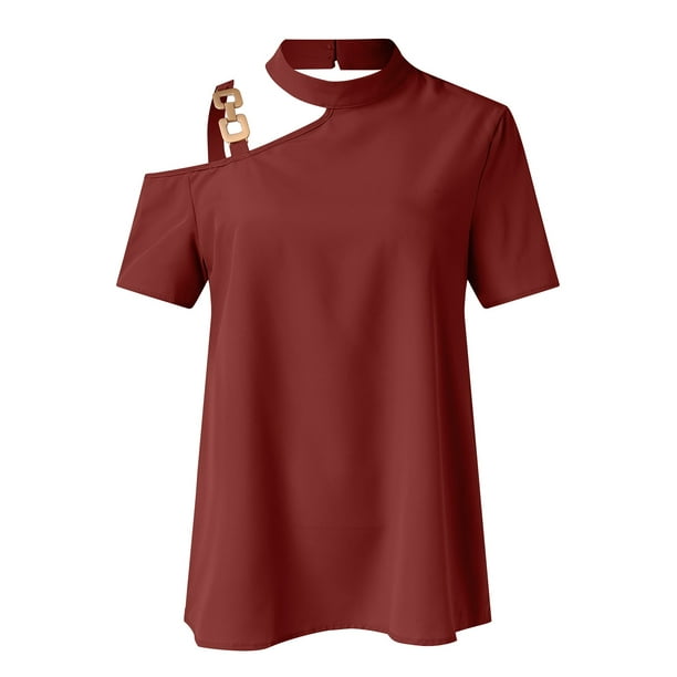 Gibobby Camisetas de verano para mujer Camisas de manga corta Casual con  estilo camisetas(Rojo,CH)