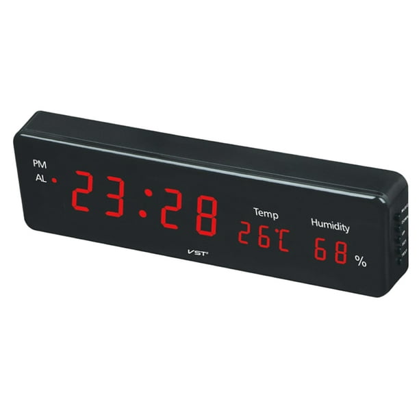 Reloj Despertador Digital LED Temperatura Humedad Pantalla Reloj Rojo  Sunnimix Reloj de pared digital con led