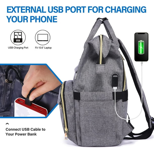  Mochila para hombres y mujeres, mochila escolar para  adolescentes, mochila para laptop de 15.6 pulgadas con puerto de carga USB  para negocios y viajes universitarios : Electrónica