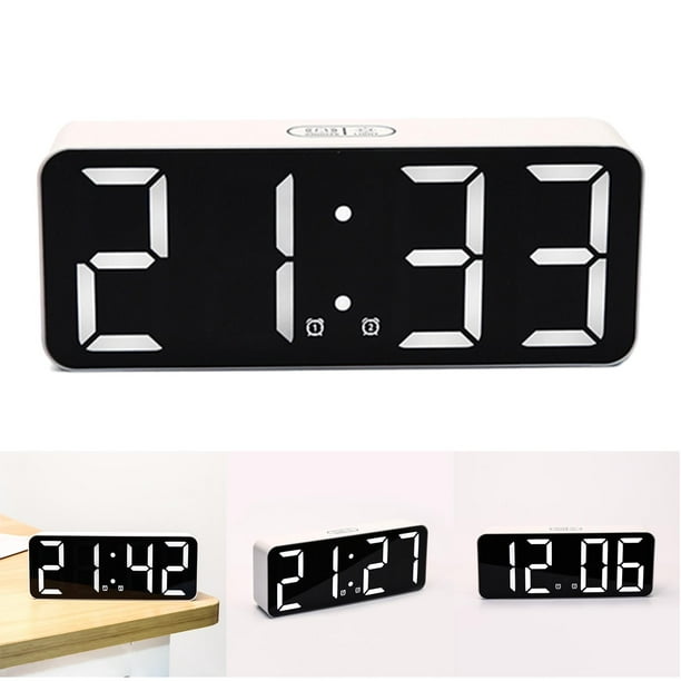 Comprar Reloj despertador Digital LED, luz nocturna, termómetro, pantalla,  lámpara de espejo, despertador con carga USB