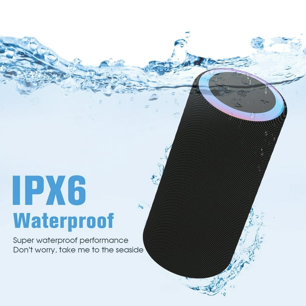 Altavoz Bluetooth portátil Potente altavoz con altavoz Bluetooth IPX6  impermeable, inalámbrico e iluminado, duración de la batería 24 horas,  Bluetooth 5.0, llamadas manos libres, para viajes JM
