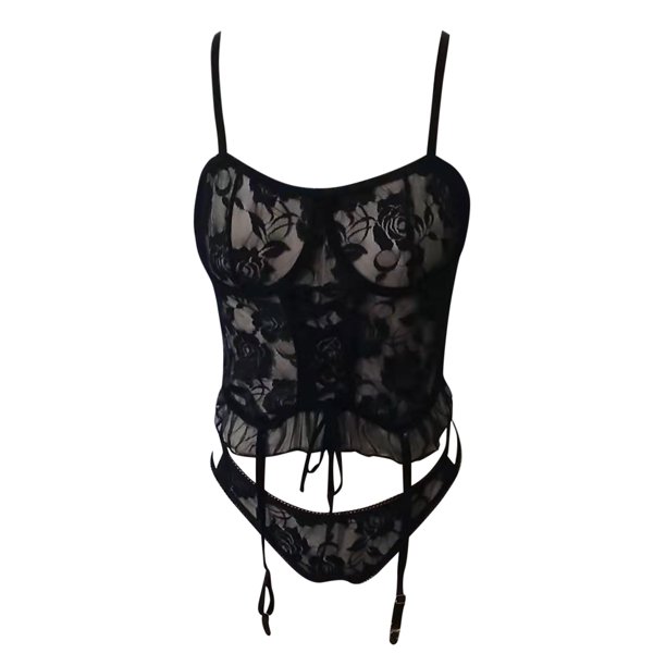 Gibobby Conjunto de lencería Erótica Ropa Interior Sexy para Mujer, Camisón  de Una Pieza con Tanga, Ropa de Dormir para Mujer(Negro, M)