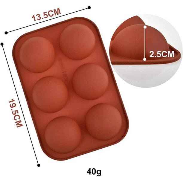 Molde de silicona semiesfera grande de 6 cavidades, 2 paquetes de moldes  para hornear para hacer chocolate, pastel, gelatina, mousse de cúpula  MFZFUKR 2033807-2